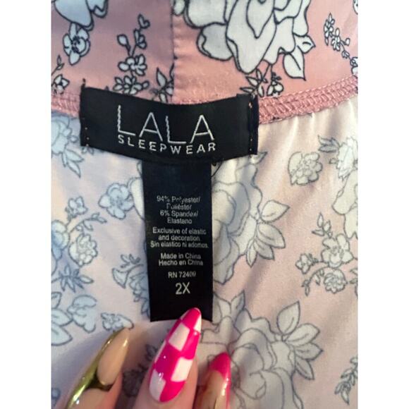 Lala Sleepwear Robe Pink Floral Tie Belt Womens 2X - Picture 7 of 7